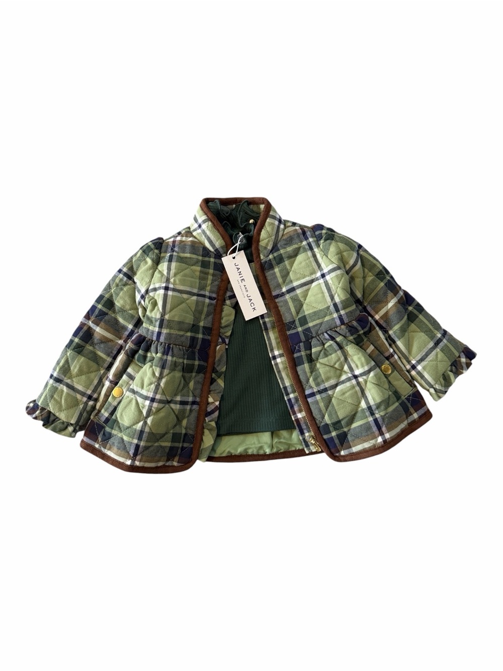 Janie and Jack Equestrian Plaid Jacket and Ruffle Top Size 6-12M NWT